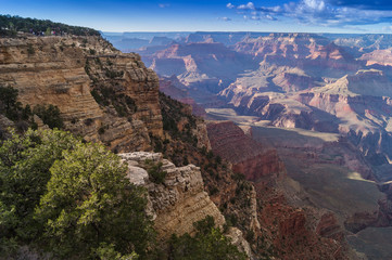 An amazing view of the Grand canyon (south rim) Arizona, USA against cloudy sky.