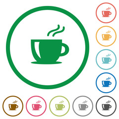 Cappuccino flat icons with outlines