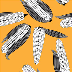 Corn seamless food vector background isolated cob plant.