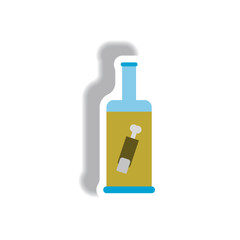 Vector illustration paper sticker Halloween icon bottle with finger