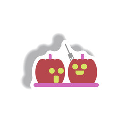 Vector illustration paper sticker Halloween icon pumpkins