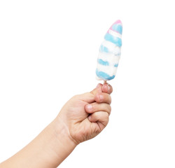 Ice cream in hand on a white background