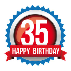 Thirty five years happy birthday badge ribbon