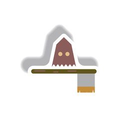 Vector illustration paper sticker Halloween icon Executioner and ax