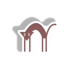 Vector illustration paper sticker Halloween icon Cat