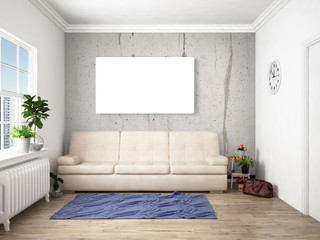 Modern bright interior . 3D rendering