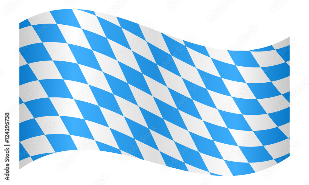 Wall mural Flag of Bavaria waving on white background