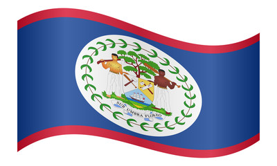 Flag of Belize waving on white background