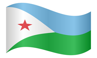 Flag of Djibouti waving on white background