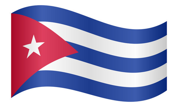 Flag of Cuba waving on white background