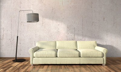 Modern bright interior . 3D render