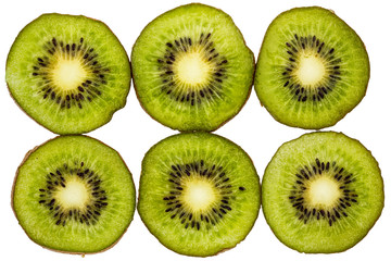 Fototapeta premium Slice of fresh kiwi fruit isolated on white background