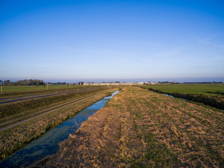 view of green agricultural fields in Netherlands