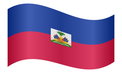 Flag of Haiti waving on white background