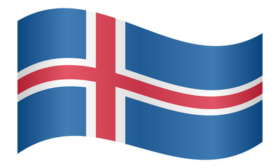 Flag of Iceland waving on white background