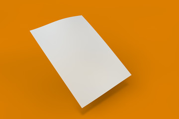 Mock up poster on orange background. Layout on Halloween. 3D rendering poster standart format A5 A4 A3 A2 A1 A0. Three-dimensional rendering.