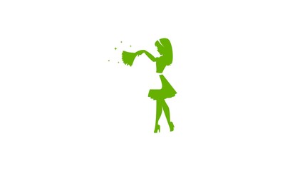 Madam Cleaning Broom Logo Icon