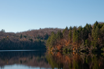 Mirrored Lake in Fall