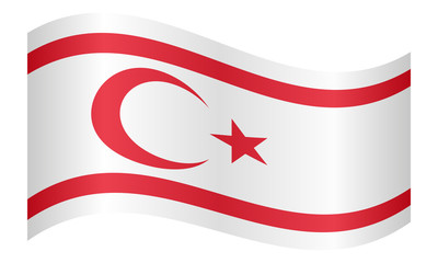 Flag of Northern Cyprus waving on white background