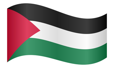 Flag of Palestine waving on white background