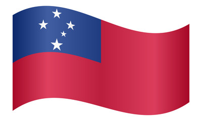 Flag of Samoa waving on white background