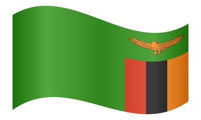 Flag of Zambia waving on white background