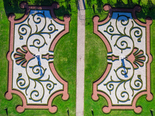 Aerial view of Landscaping design of garden 