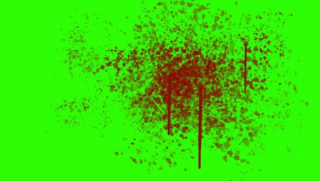 Blood Splatter on the Wall on a Green Screen Background