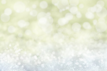 Golden Christmas Background With Snow And Bokeh