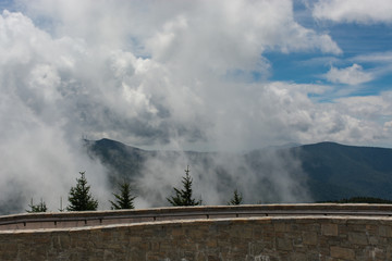 Mt. Mitchell.  Walking in the clouds.  Highest point on the east coast of the U.S.