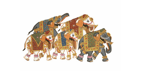 Caparisoned elephants