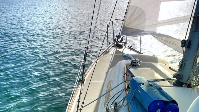 4K Sailing Boat, Open Ocean and Blue Water, Luxury Yachting Landscape