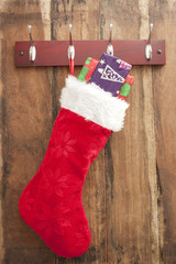 Colorful red Christmas stocking
