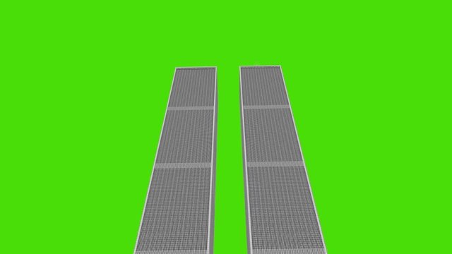 Lower View of The World Trade Center Illustration on a Green Screen Background