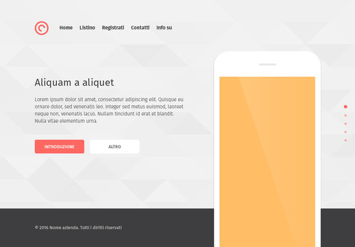 Kit per interfaccia utente per pagina di destinazione