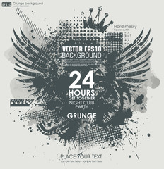 Grunge textures. Abstract vector grunge background poster for party. Grunge print for t-shirt. Abstract dirt backgrounds texture. Grunge banner with an inky dribble strip with copy space.