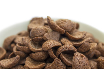 A bowl of cornflakes chocolate Isolated