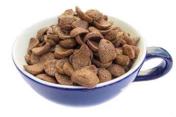 A bowl of cornflakes chocolate Isolated