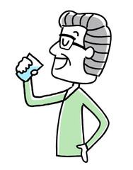 水分補給するシニア男性
