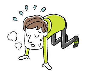 スポーツ：疲れる若い男性
