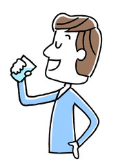 水分補給する若い男性
