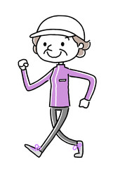 スポーツ：ウォーキングするシニア女性
