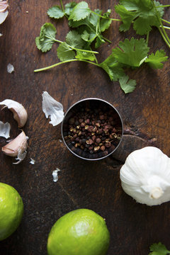 Ingredients. Coriander, lime, garlic,  pepper