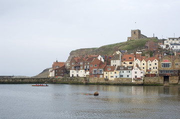 Fototapeta na wymiar Whitby lower harbour and Tate Hill