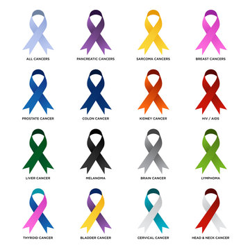 Set of awareness ribbons vector illustration