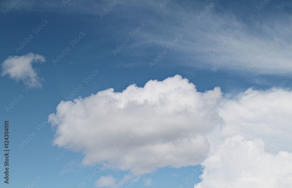 Wall mural blue sky background with white cloud, white cloud in the blue sky