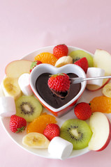 ハートのチョコレートフォンデュ