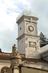Historic clock tower in the city centre of Udine, Italy