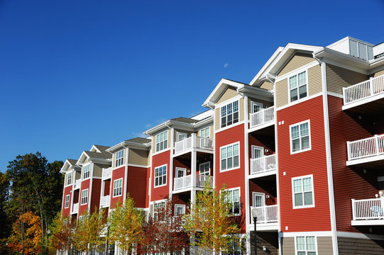 Close Up On Modern Apartment Building In Sunny Day