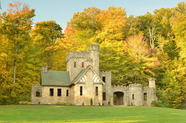 Squire's Castle with Autumn trees background